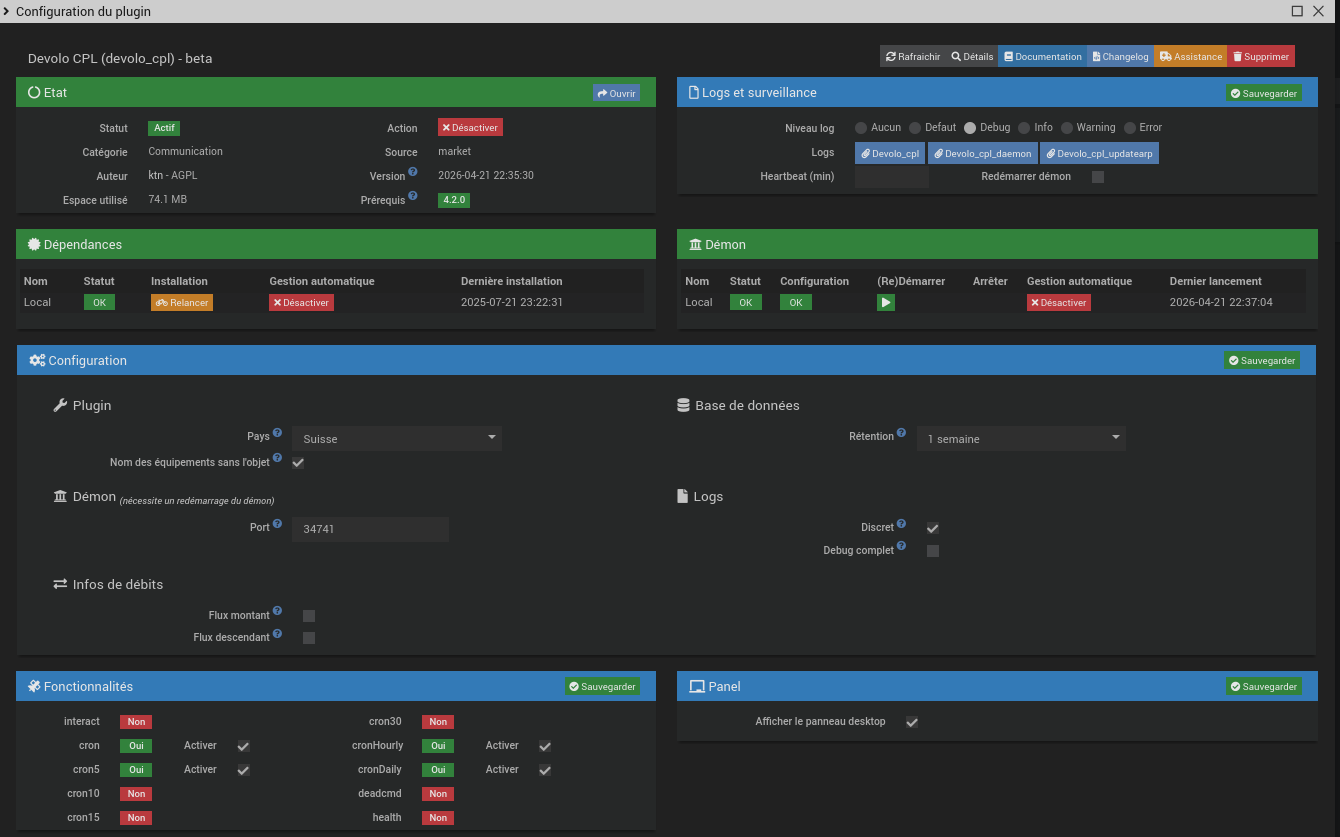 Configuration du plugin
